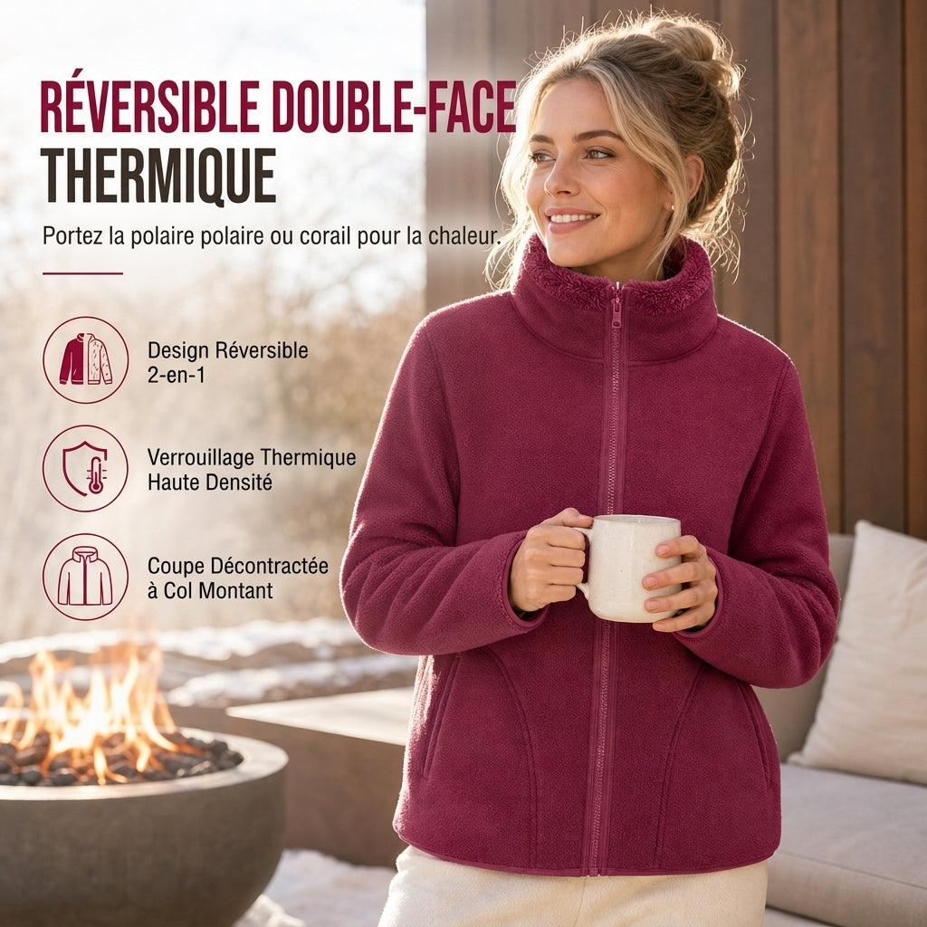 ❄️ Pratique et polyvalente | Veste chaude réversible unisexe à col montant et zip