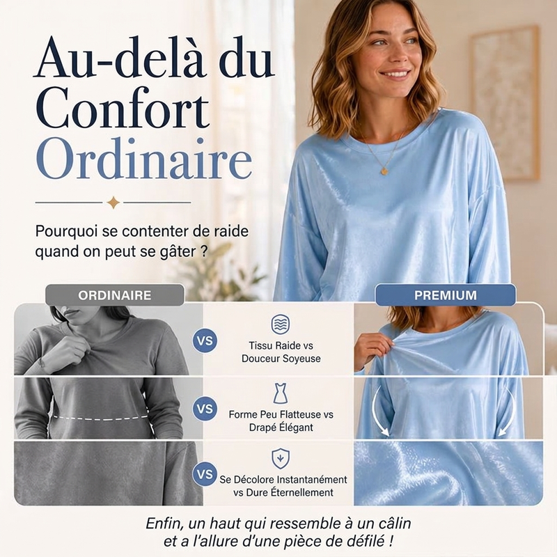 🔥 -50 % de réduction ! ✔️ Doux et pratique | Haut décontracté à manches longues col rond pour femme 🌿