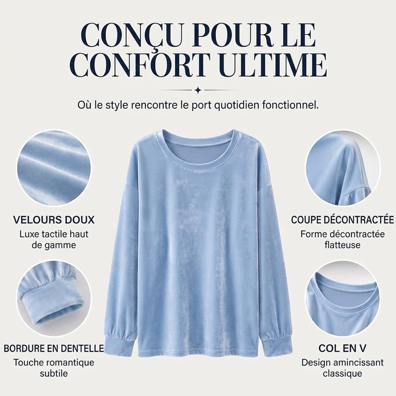 🔥 -50 % de réduction ! ✔️ Doux et pratique | Haut décontracté à manches longues col rond pour femme 🌿