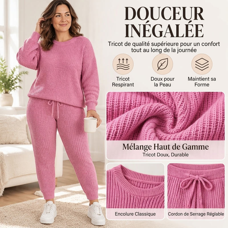 ✨ Cet ensemble 2 pièces pour femme en maille côtelée joue la carte décontractée — facile à porter au quotidien 🧶