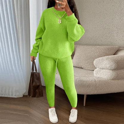 ✨ Cet ensemble 2 pièces pour femme en maille côtelée joue la carte décontractée — facile à porter au quotidien 🧶