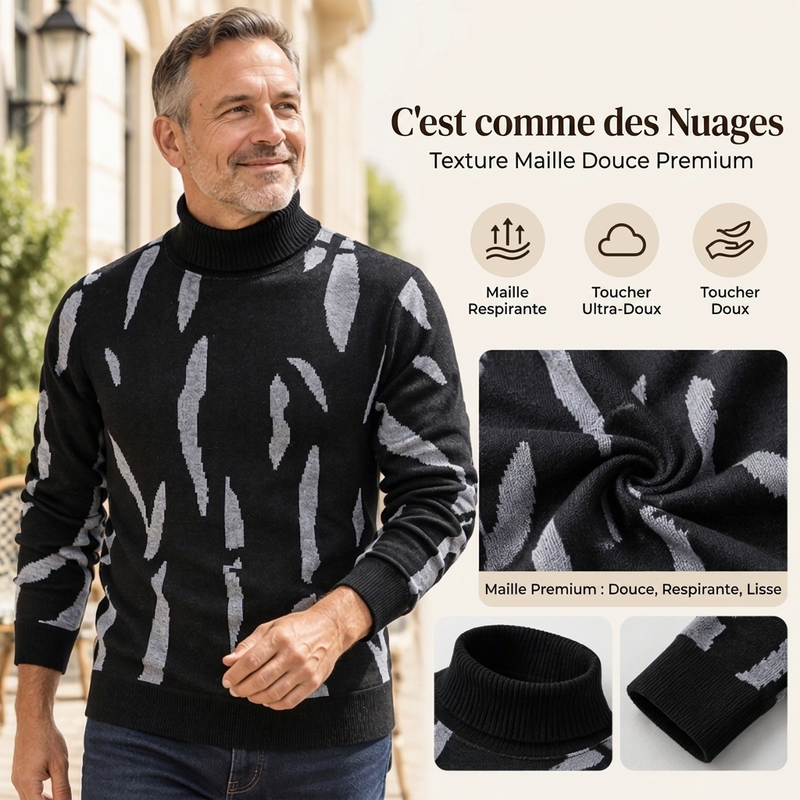🧶 Chaud et stylé | Pull roulé slim décontracté pour homme