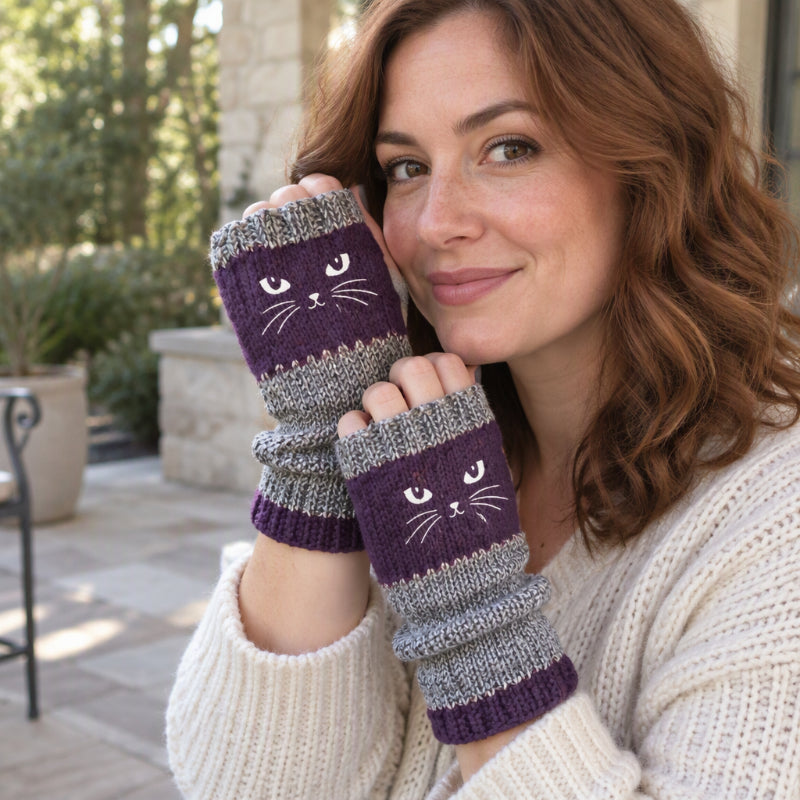 Gants tricotés demi-doigts chauds d'hiver