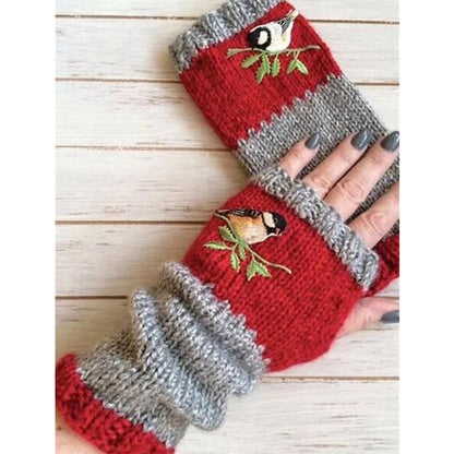 Gants tricotés demi-doigts chauds d'hiver