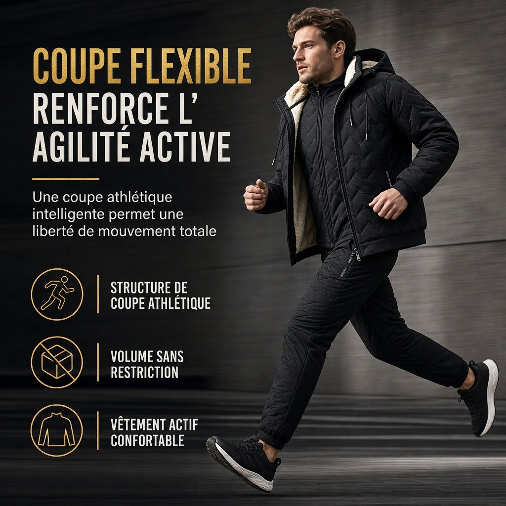 Ensemble d’hiver pour homme : veste matelassée à capuche et pantalon