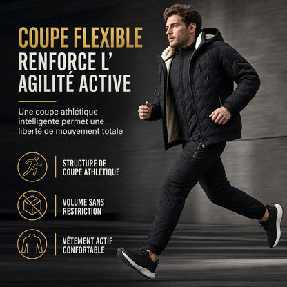 Ensemble d’hiver pour homme : veste matelassée à capuche et pantalon