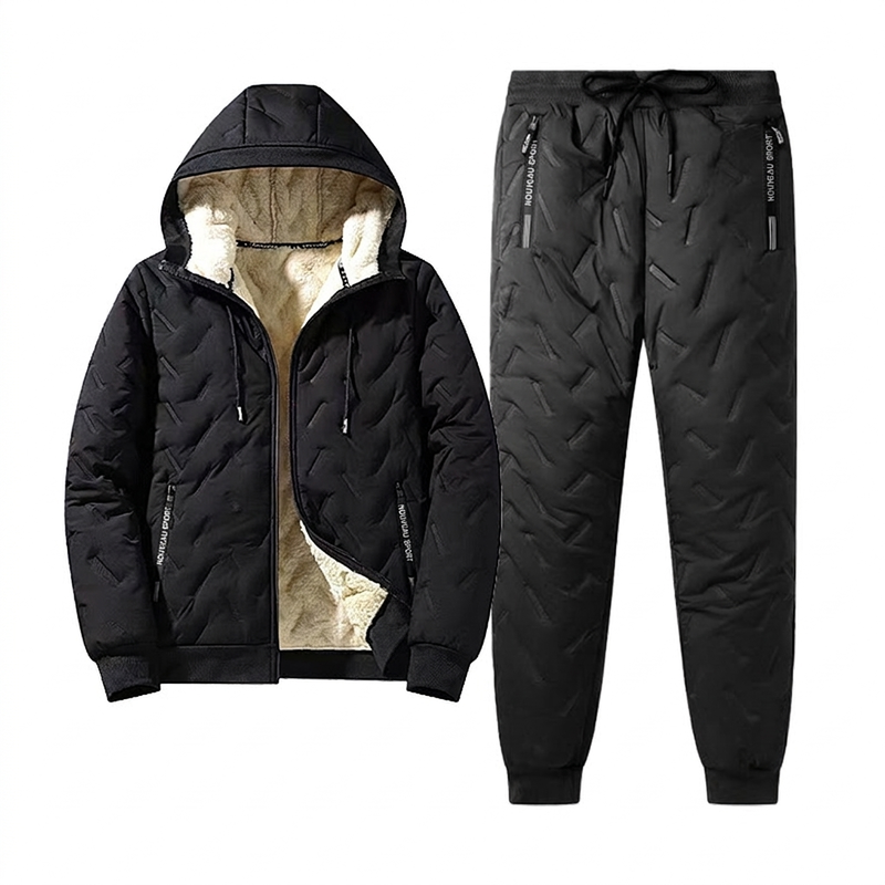 Ensemble d’hiver pour homme : veste matelassée à capuche et pantalon