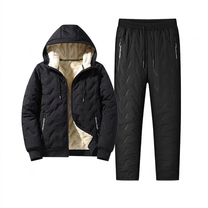 Ensemble d’hiver pour homme : veste matelassée à capuche et pantalon