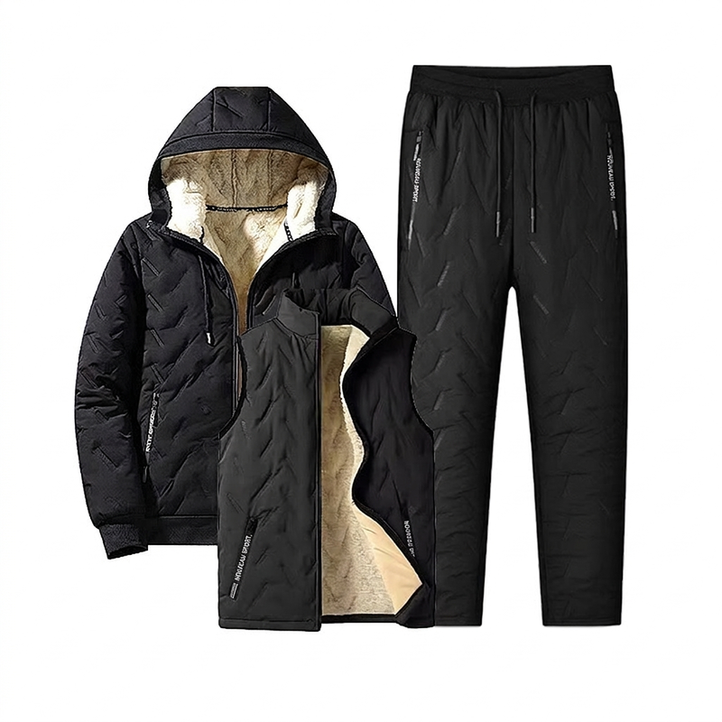 Ensemble d’hiver pour homme : veste matelassée à capuche et pantalon