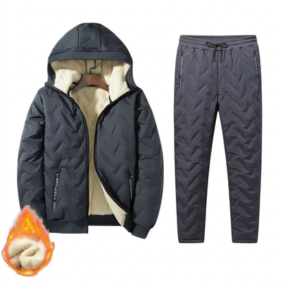 Ensemble d’hiver pour homme : veste matelassée à capuche et pantalon