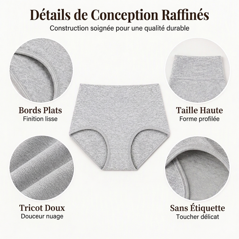 Culottes féminines taille haute, élastiques et respirantes