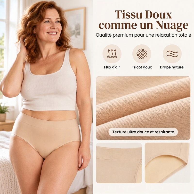 Culottes féminines taille haute, élastiques et respirantes