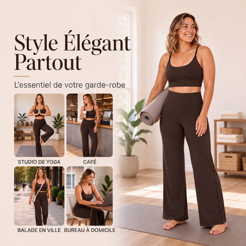 Pantalon de yoga taille haute à jambes larges pour femme