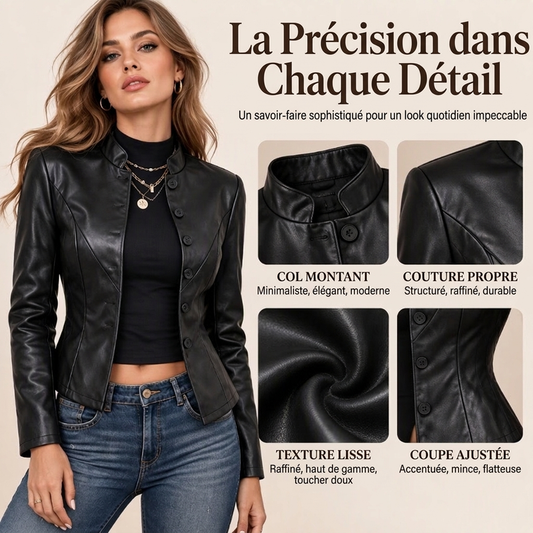 Blouson en simili cuir près du corps pour femme