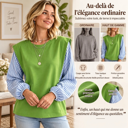 Haut à manches longues patchwork décontracté pour femmes