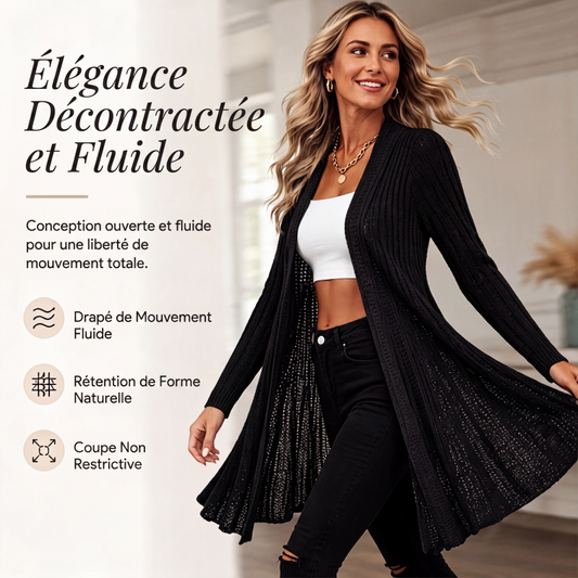 ✨ Cardigan Femme Élégant à Col Ouvert – Coupe Fluide & Style Raffiné