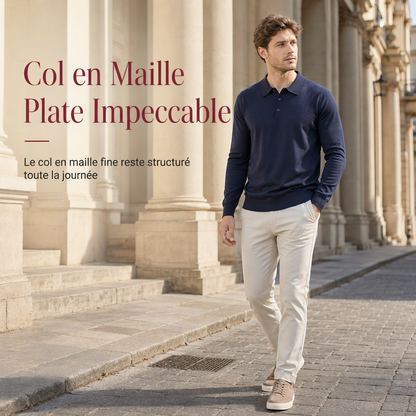 Pull-over en maille à manches longues et couleur unie pour homme