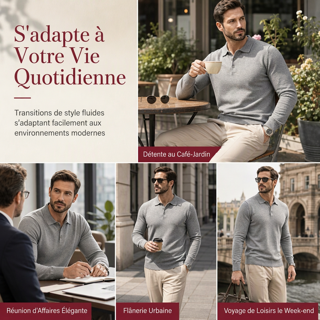 Pull-over en maille à manches longues et couleur unie pour homme