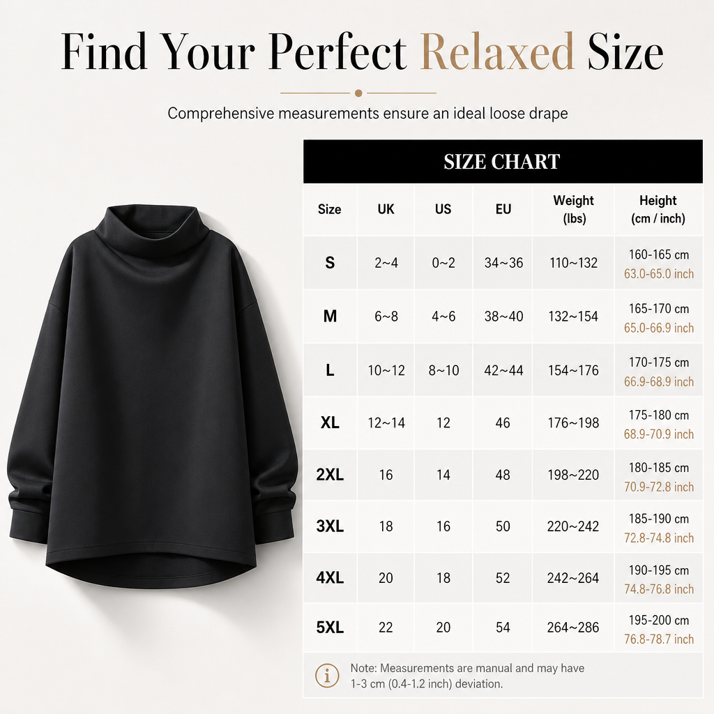 Sweat-shirt ample à col montant drapé, épaules tombantes et manches longues