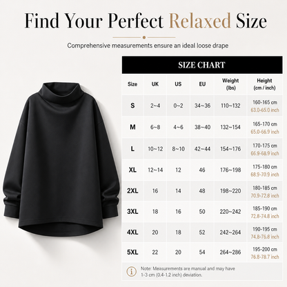 Sweat-shirt ample à col montant drapé, épaules tombantes et manches longues
