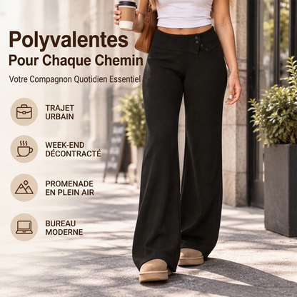 🧶 Fluide et doux | Pantalon large confortable en maille pour femme