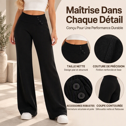 🧶 Fluide et doux | Pantalon large confortable en maille pour femme