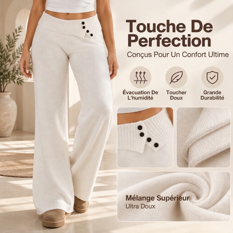 🧶 Fluide et doux | Pantalon large confortable en maille pour femme