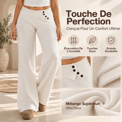 🧶 Fluide et doux | Pantalon large confortable en maille pour femme