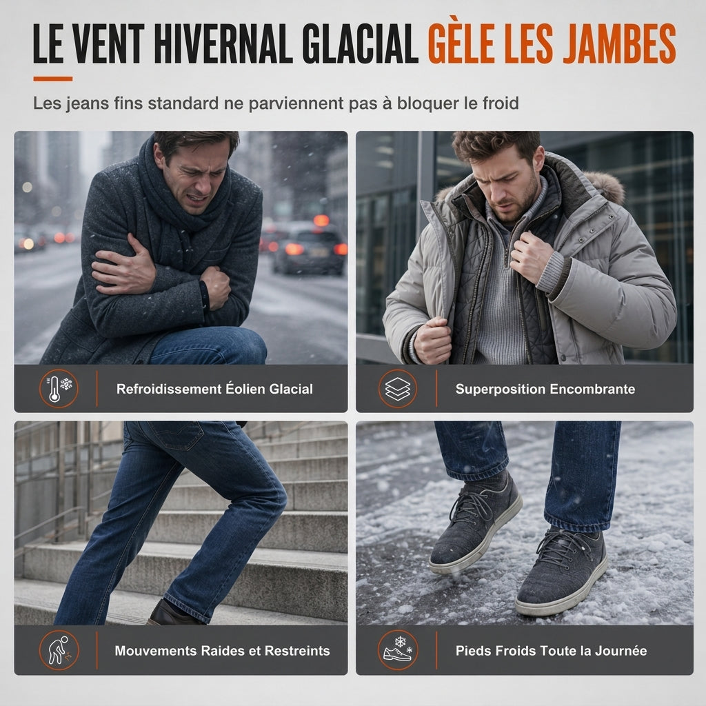 👖 Jean homme d’hiver à doublure chaude, coupe droite ample et style décontracté ❄️