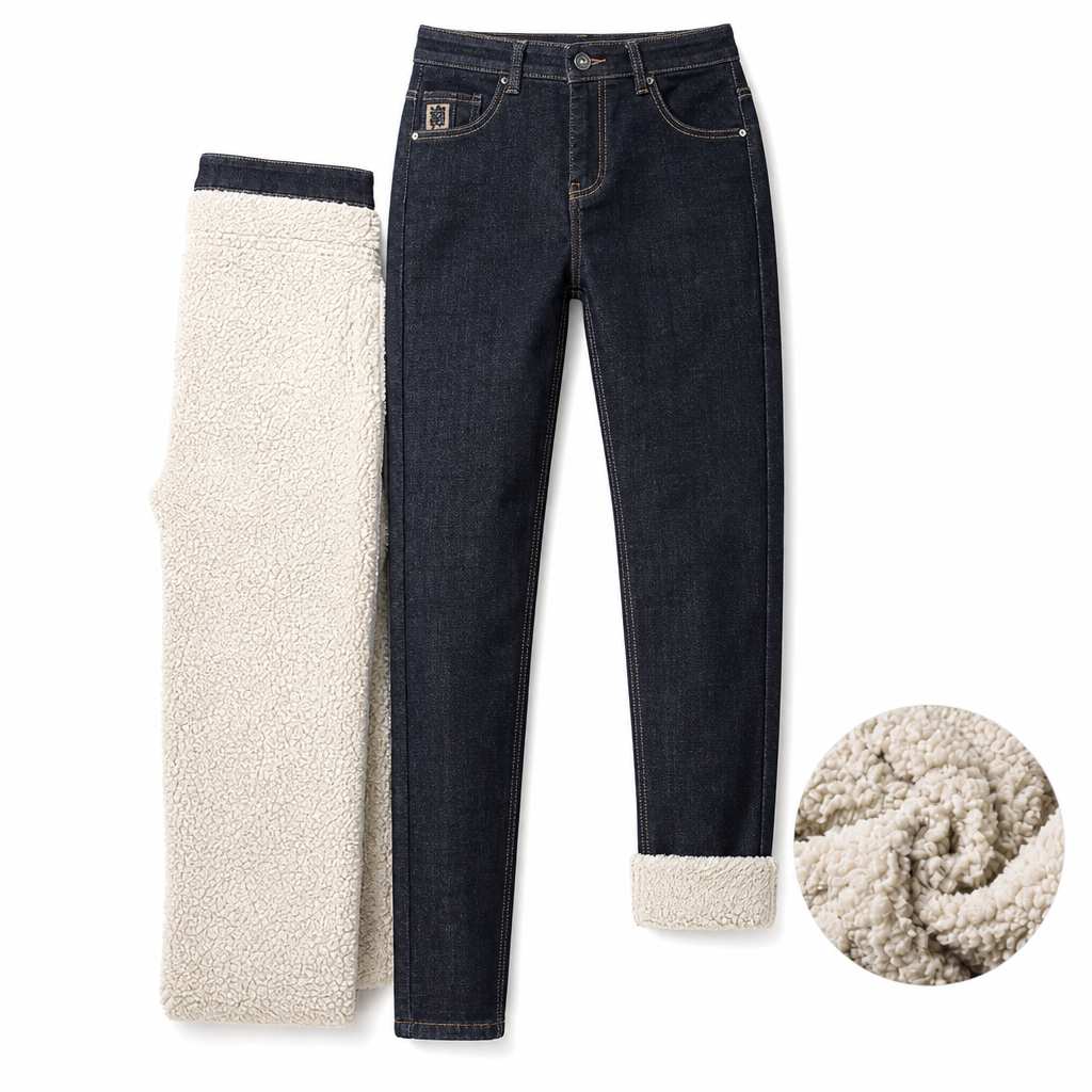 👖 Jean homme d’hiver à doublure chaude, coupe droite ample et style décontracté ❄️