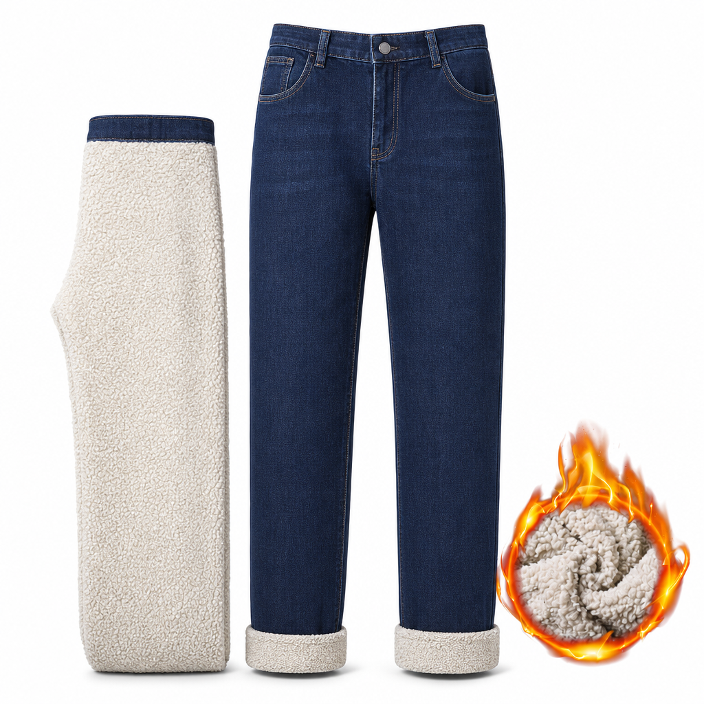 👖 Jean homme d’hiver à doublure chaude, coupe droite ample et style décontracté ❄️