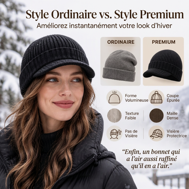 🧢 Chaud et original | Bonnet en maille unisexe avec visière