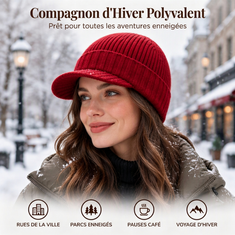 🧢 Chaud et original | Bonnet en maille unisexe avec visière