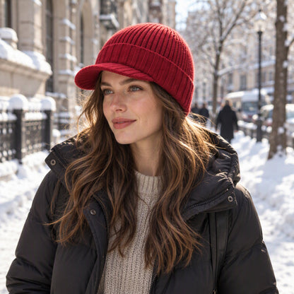 🧢 Chaud et original | Bonnet en maille unisexe avec visière