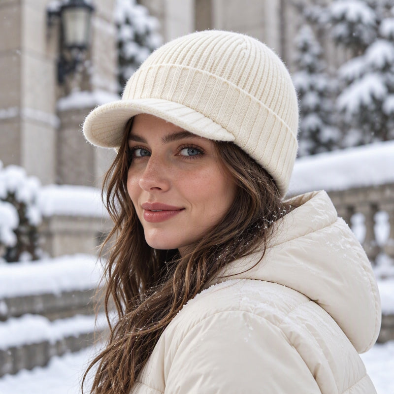 🧢 Chaud et original | Bonnet en maille unisexe avec visière