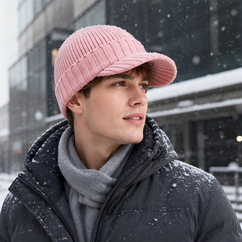 🧢 Chaud et original | Bonnet en maille unisexe avec visière