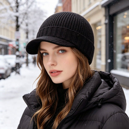 🧢 Chaud et original | Bonnet en maille unisexe avec visière