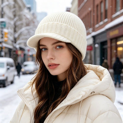 🧢 Chaud et original | Bonnet en maille unisexe avec visière