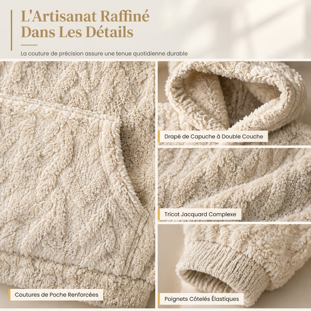 🧶 Pull à capuche ample en peluche jacquard pour femme, idéal pour l'automne et l'hiver ❄️