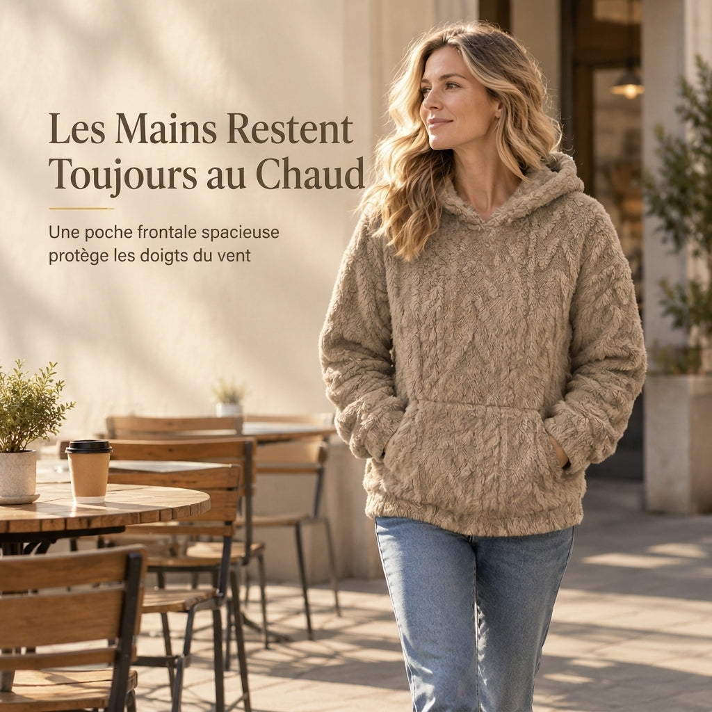 🧶 Pull à capuche ample en peluche jacquard pour femme, idéal pour l'automne et l'hiver ❄️