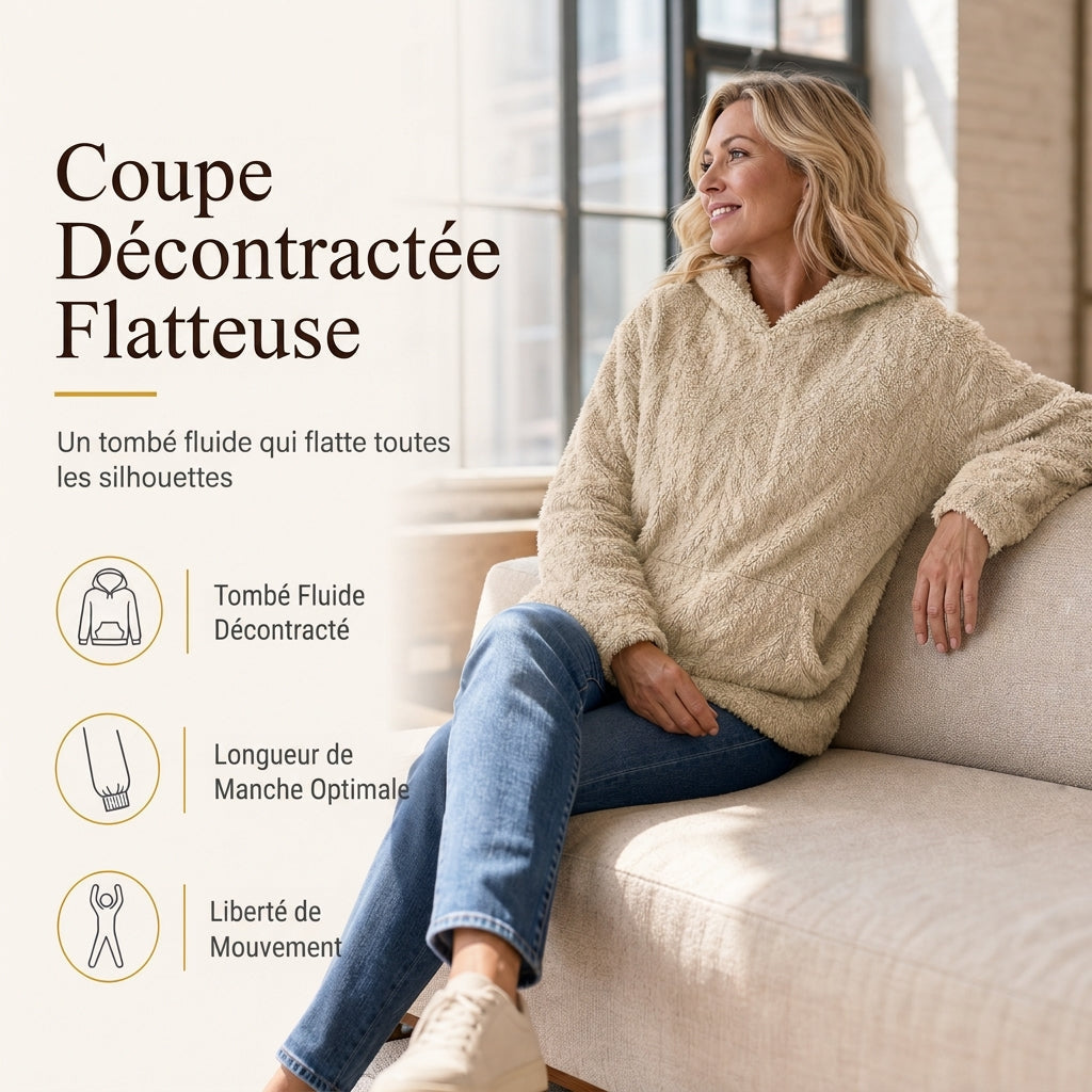 🧶 Pull à capuche ample en peluche jacquard pour femme, idéal pour l'automne et l'hiver ❄️