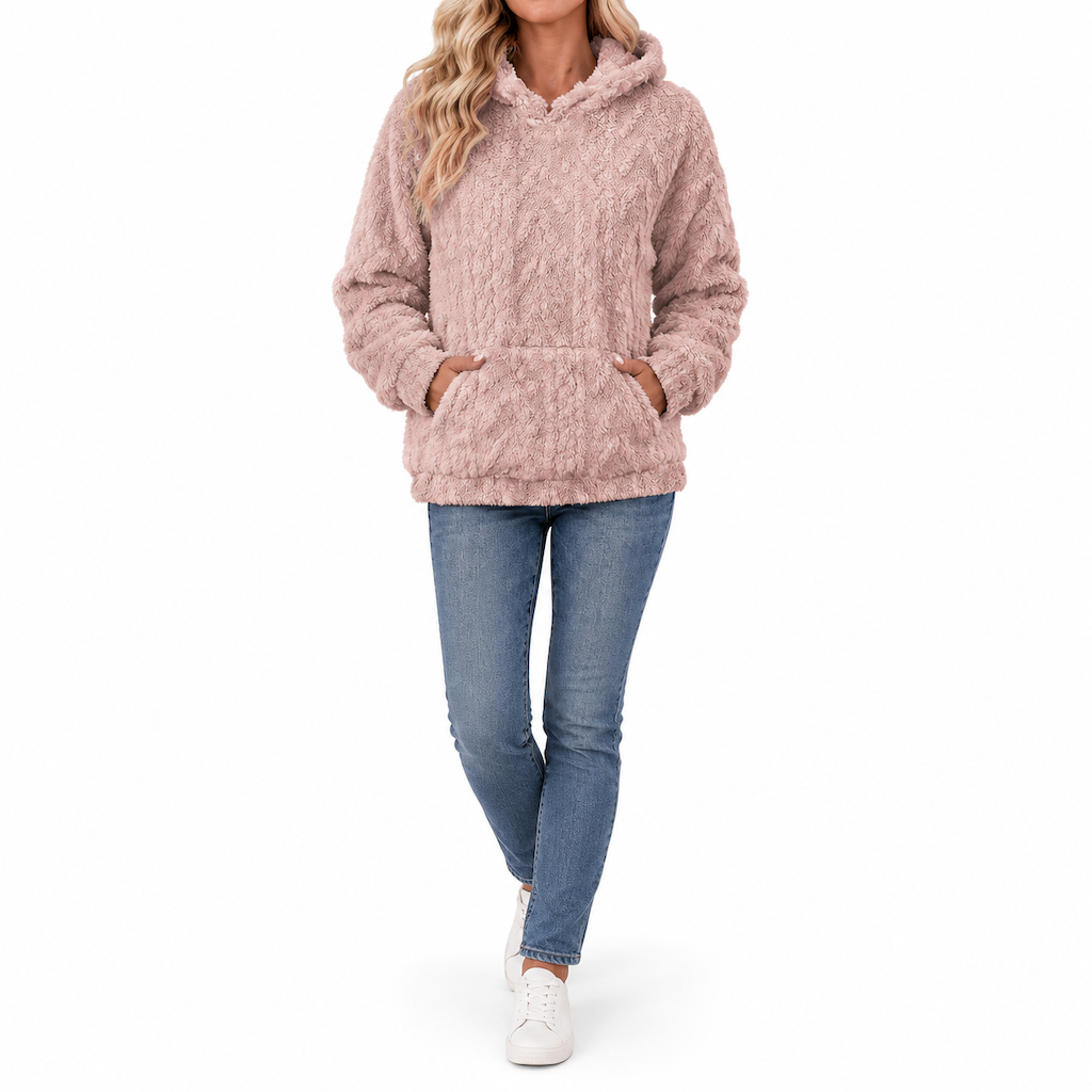 🧶 Pull à capuche ample en peluche jacquard pour femme, idéal pour l'automne et l'hiver ❄️