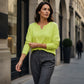 ✨ Haut décontracté à manches longues pour femme, col V à encoche élégant 🧶