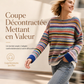 🧶 Pull en maille oversize à col rond et à blocs de couleurs pour femme, tendance et confortable ✨
