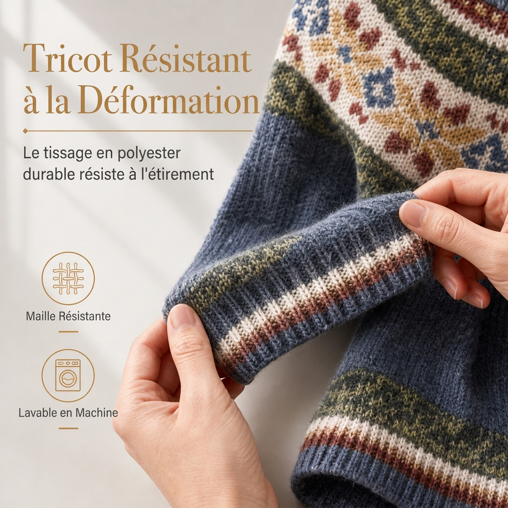 🧶 Pull en maille oversize à col rond et à blocs de couleurs pour femme, tendance et confortable ✨