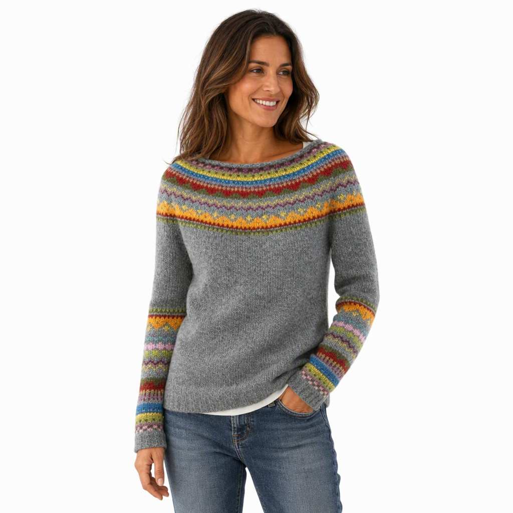 🧶 Pull en maille oversize à col rond et à blocs de couleurs pour femme, tendance et confortable ✨