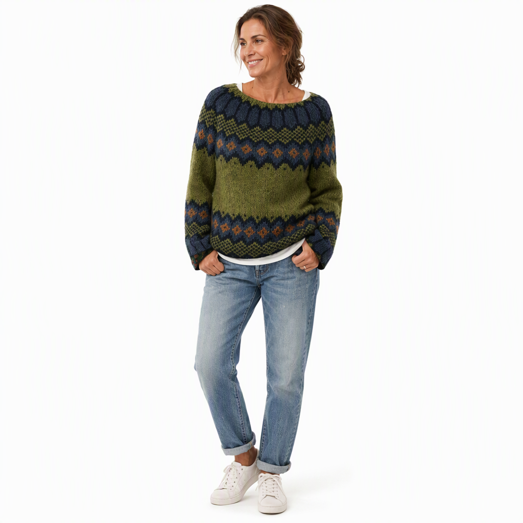 🧶 Pull en maille oversize à col rond et à blocs de couleurs pour femme, tendance et confortable ✨