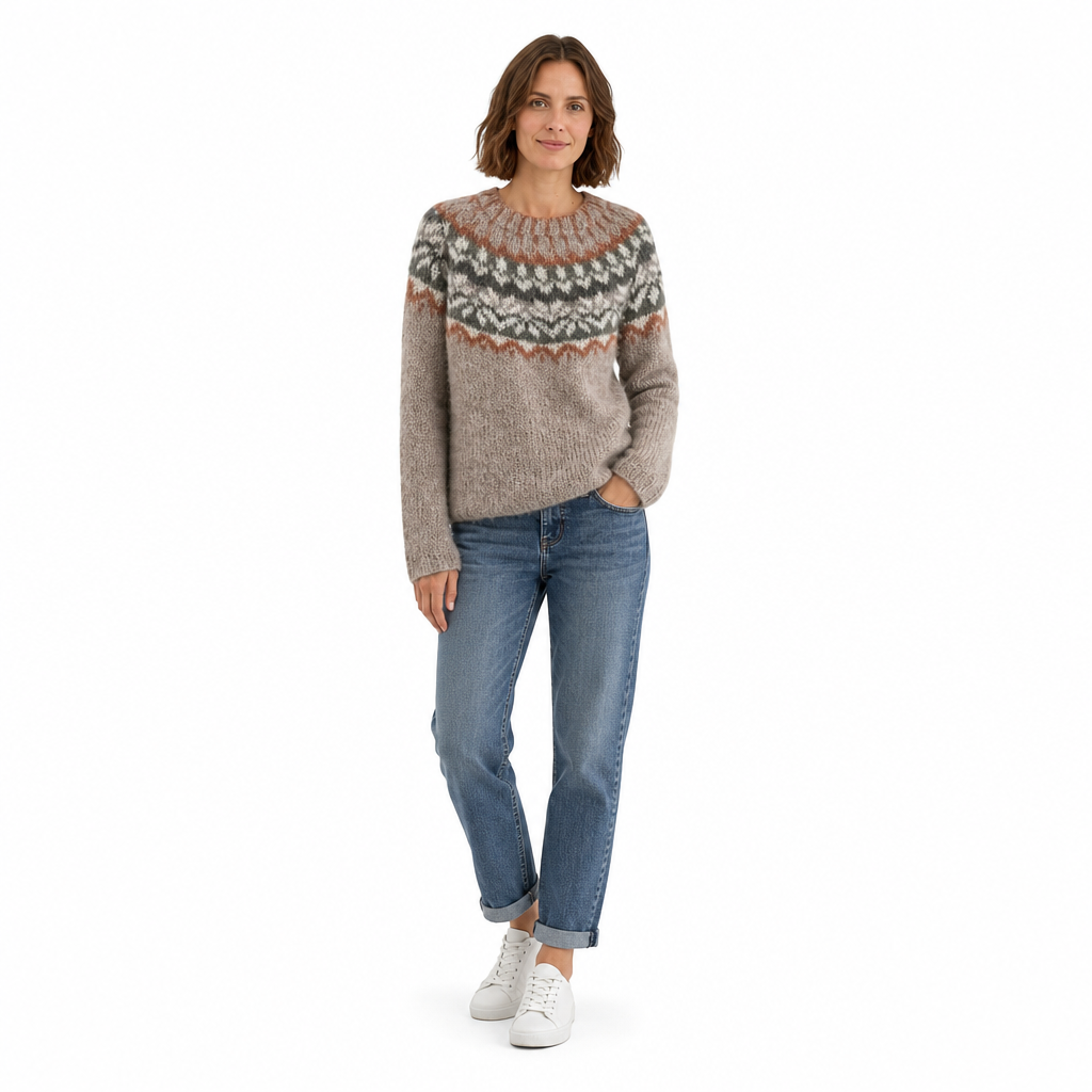 🧶 Pull en maille oversize à col rond et à blocs de couleurs pour femme, tendance et confortable ✨
