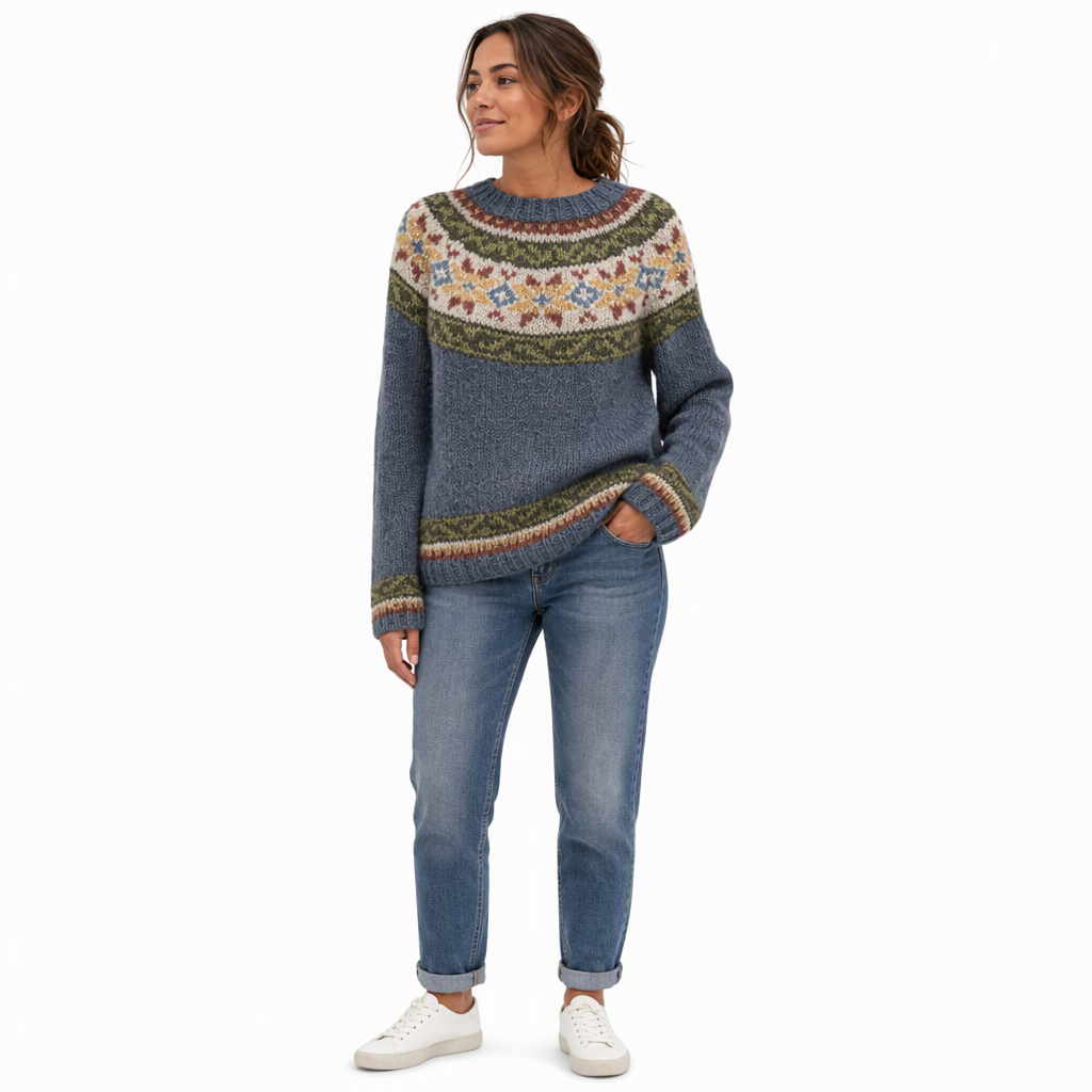 🧶 Pull en maille oversize à col rond et à blocs de couleurs pour femme, tendance et confortable ✨