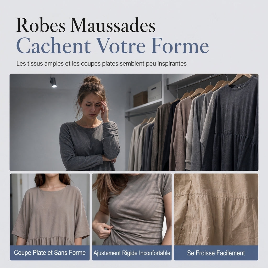 ✨ Robe bodycon unie à manches bouffantes pour femme, ajustée et féminine 💃